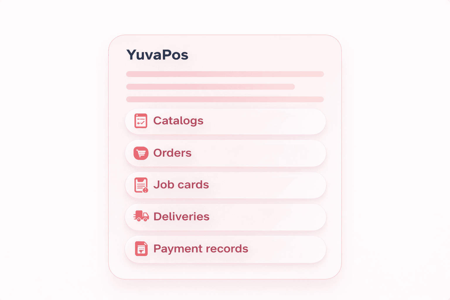 Growkit covers catalogs, orders, job cards, deliveries, and payment records.